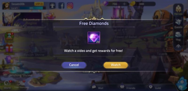 How to get free diamond in mobile legend