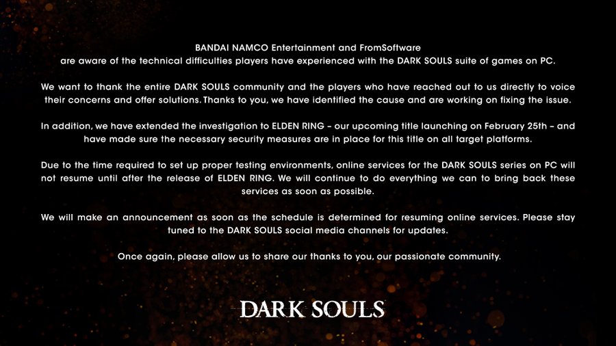 Dark Souls 3 Bandai Notice